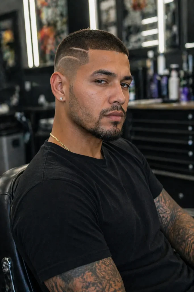 Buzz Cut with Fade and Design (Creative Side Detail)
