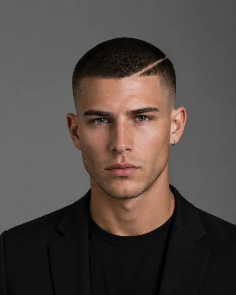 Buzz Cut with Hard Part (Sharp Line Detail)