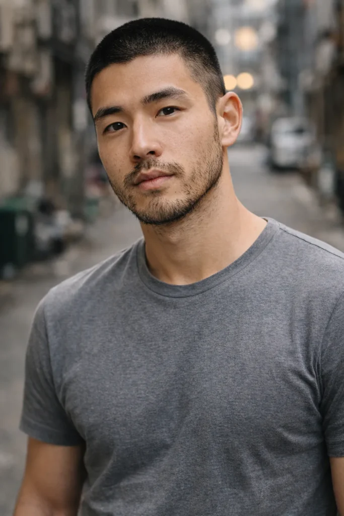 Buzz Cut with Patchy Beard