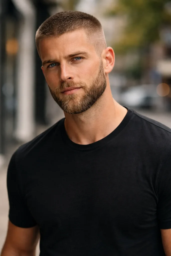 Buzz Cut with Shadow Fade Beard (Soft Blended Look)