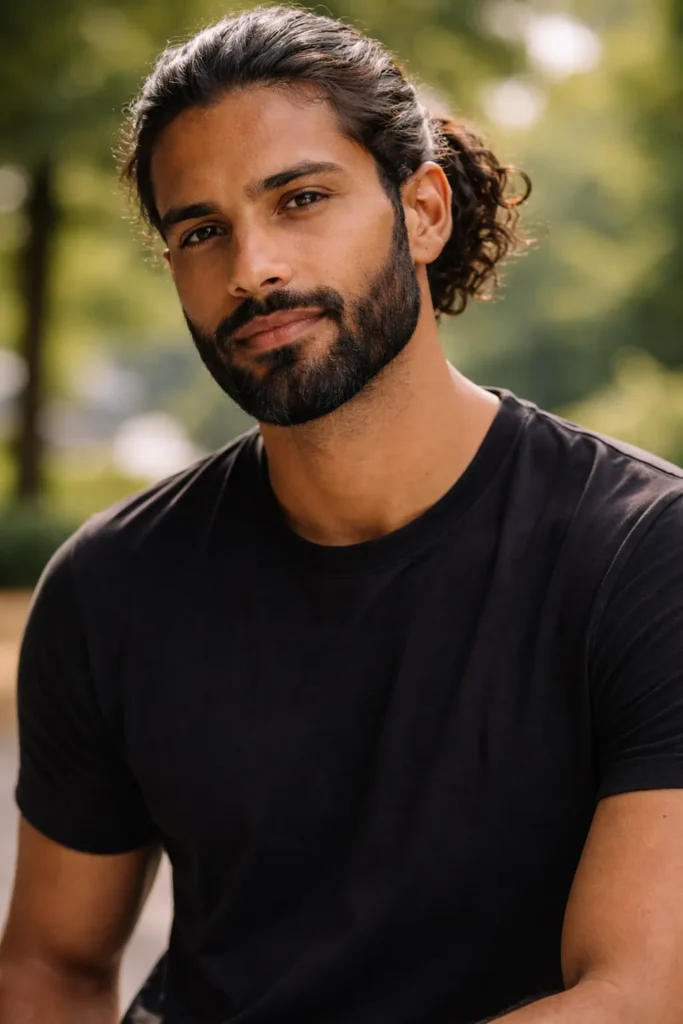 Classic Low Bun with Full Natural Beard