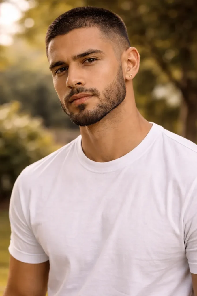 Clean Buzz Cut with Light Stubble