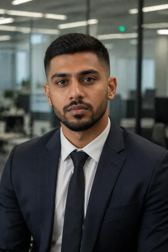 Clean Low Fade with Short Boxed Beard