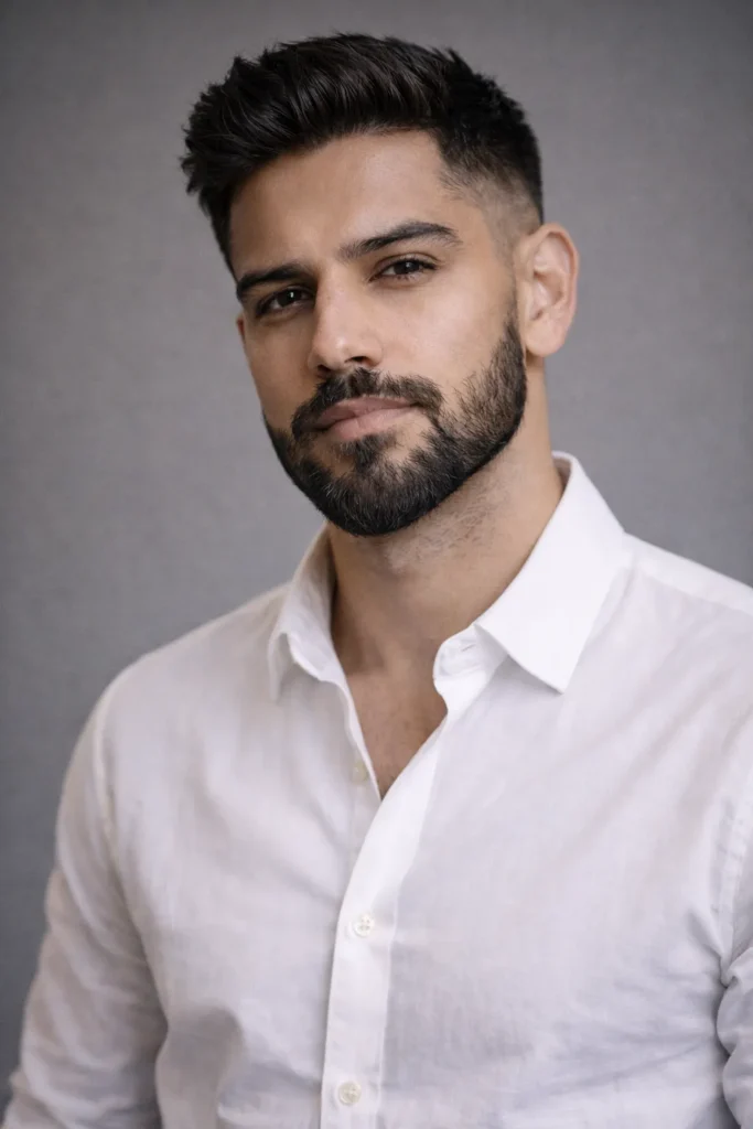 Clean Short Boxed Beard with Sharp Cheek Lines