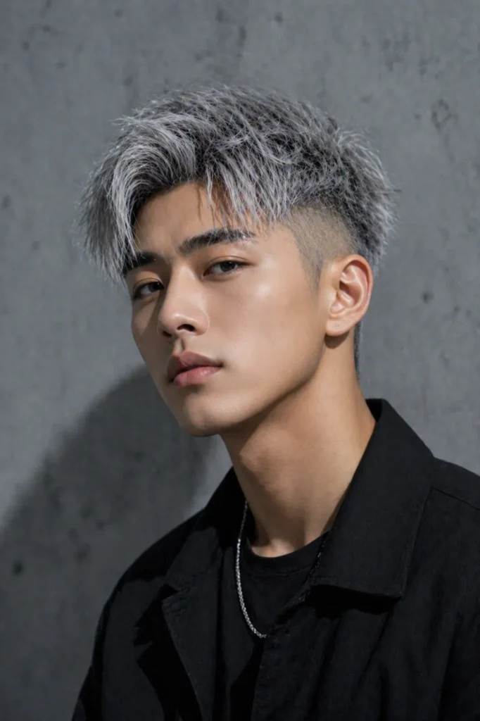 Clean Silver Fade with Messy Top