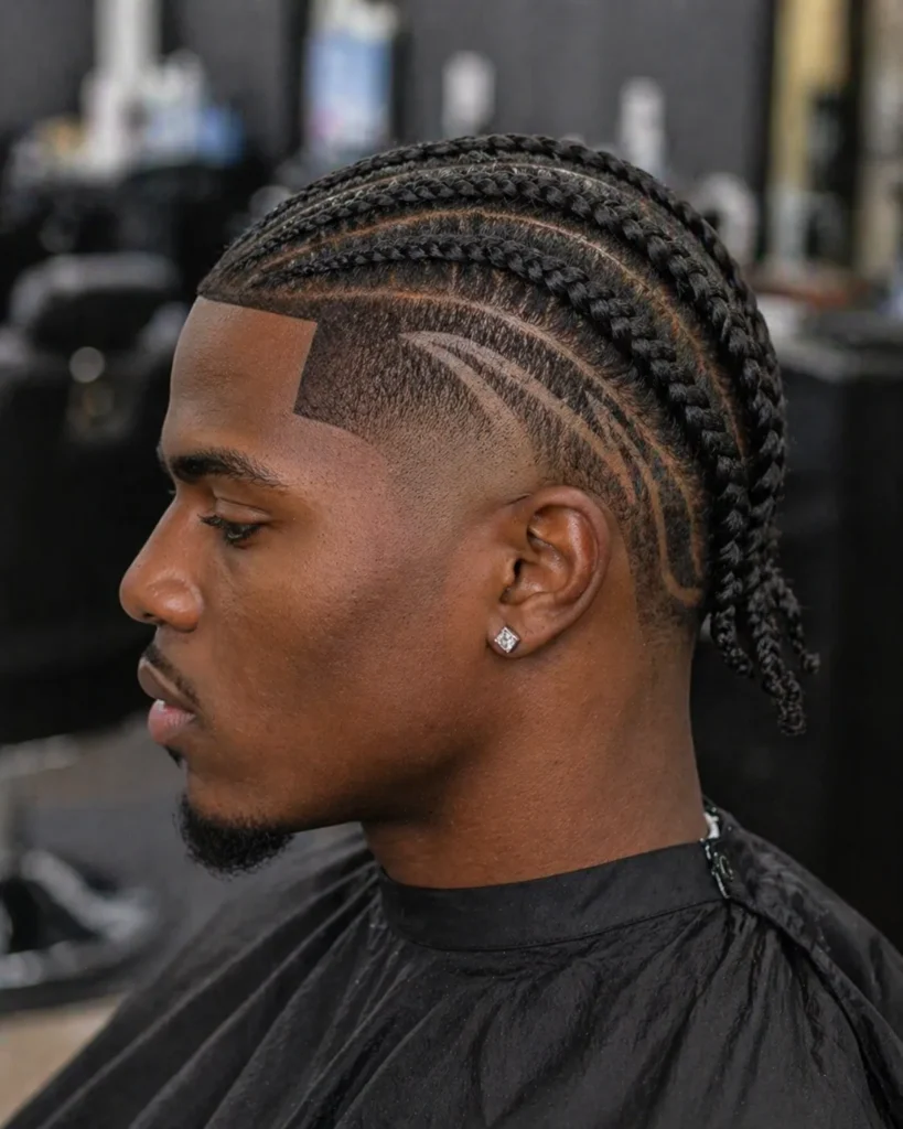 Cornrows with Shaved Designs