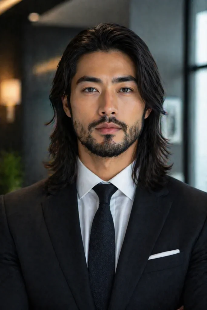  Corporate Beard with Sleek Long Hair