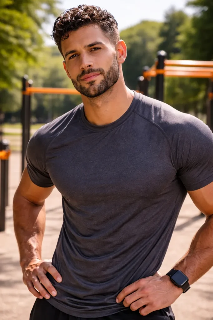 Curly Buzz Fade + Heavy Stubble