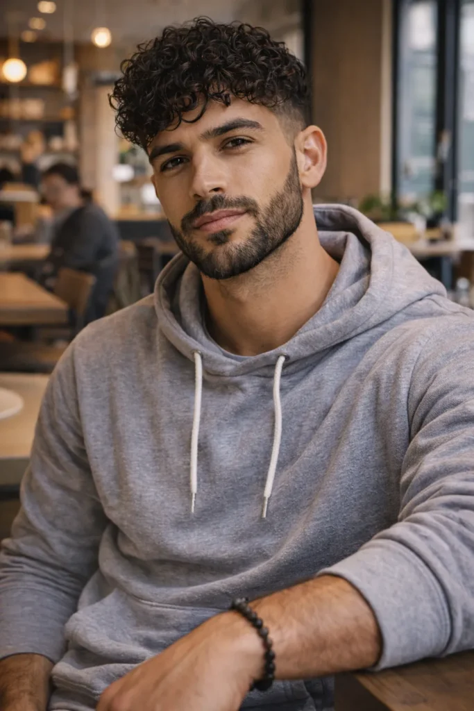 Curly Fringe + Low Fade Beard