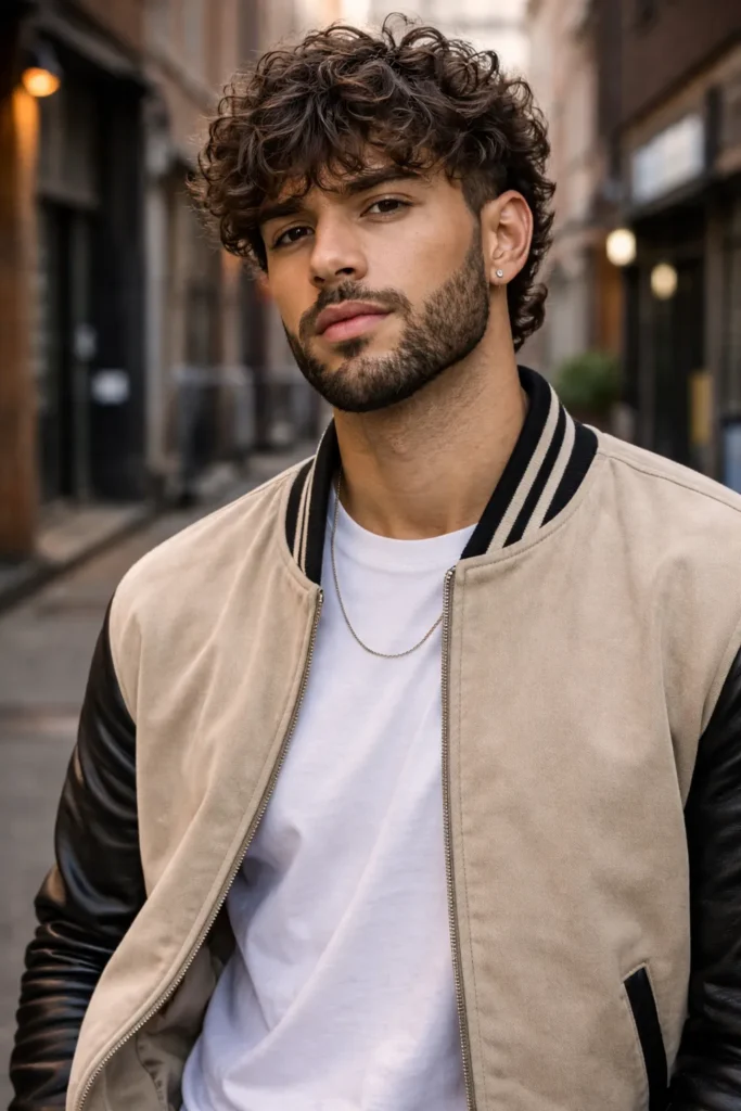 Curly Shag Cut + Layered Beard