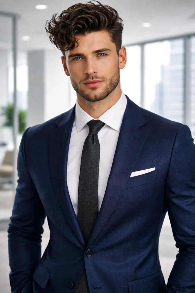 Curly Undercut + Sharp Jawline Beard