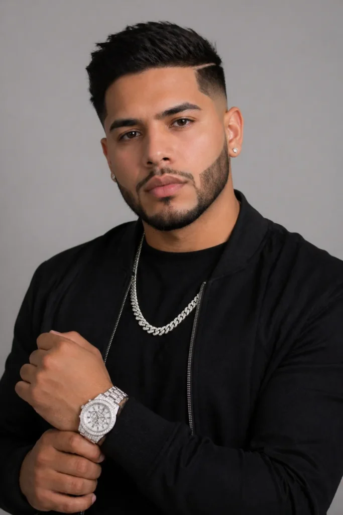 Disconnected High Fade with Boxed Beard