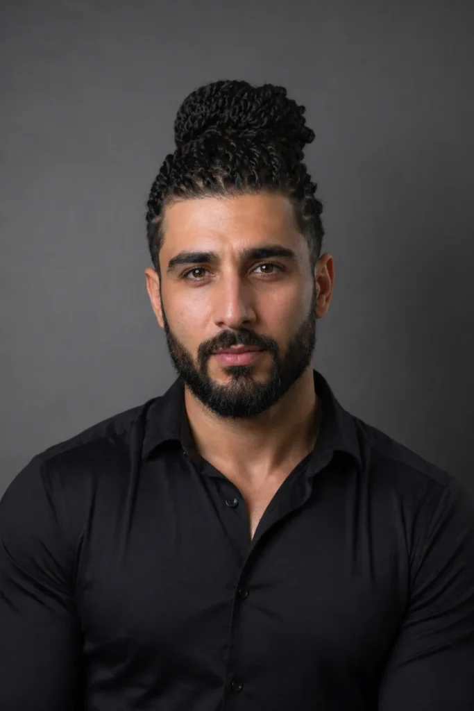 Double-Twist Structured Man Bun
