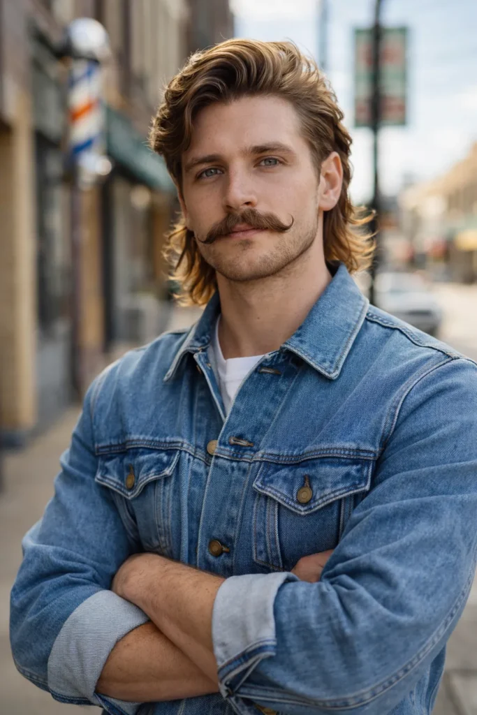 Flow Mullet Modern + Handlebar Mustache
