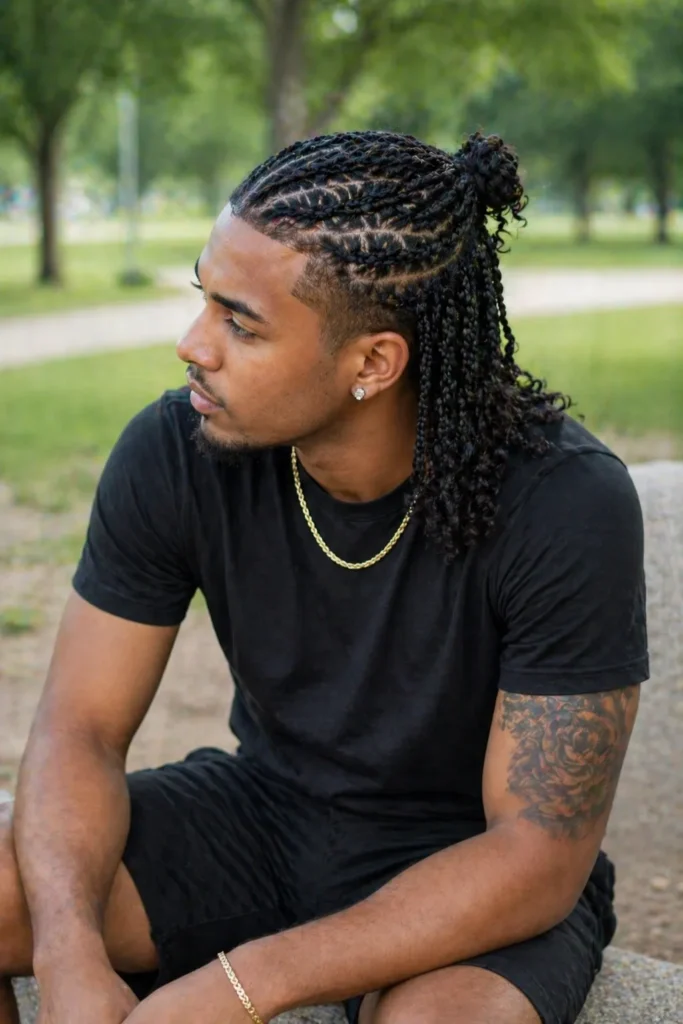 Half-Up Half-Down Cornrows