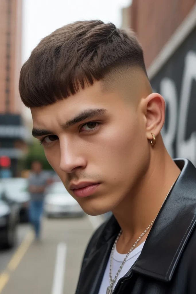  High Fade with Angular Fringe
