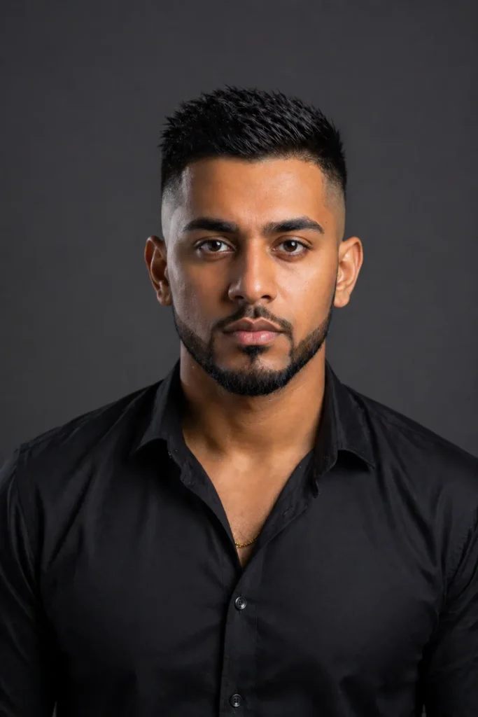 High Fade with Chin Strap Beard