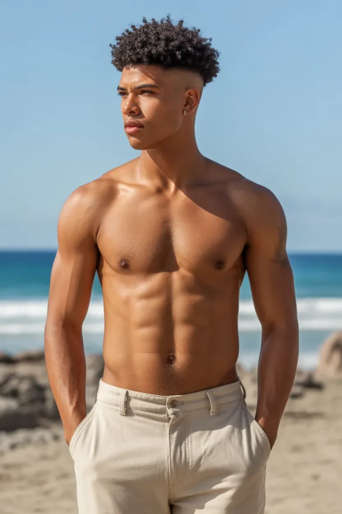 High Fade with Curly Top