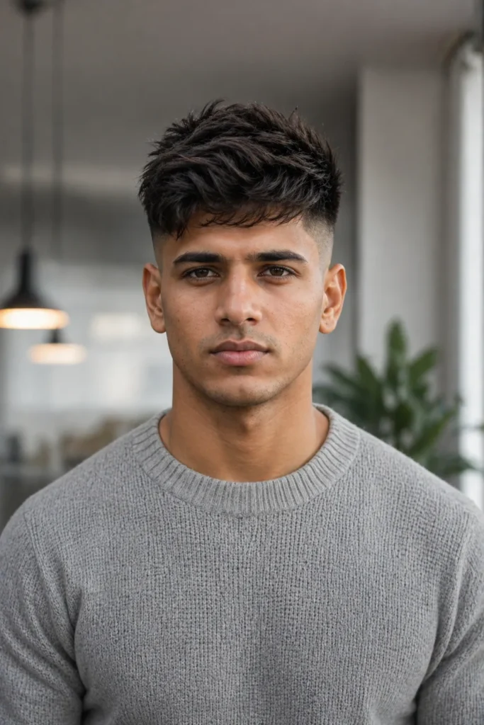 High Fade with Layered Top