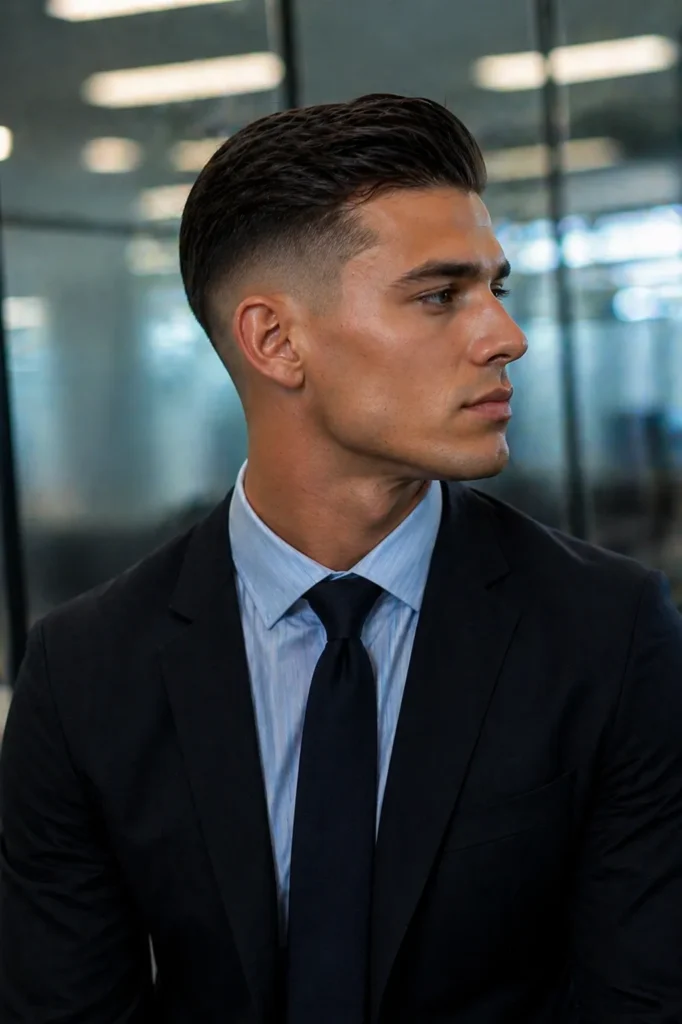 High Fade with Modern Slick Back