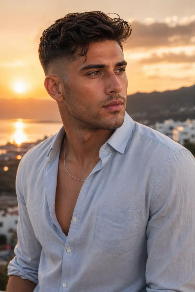 High Fade with Side Swept Waves