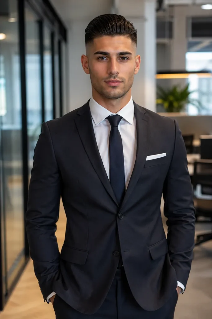 High Fade with Slick Back