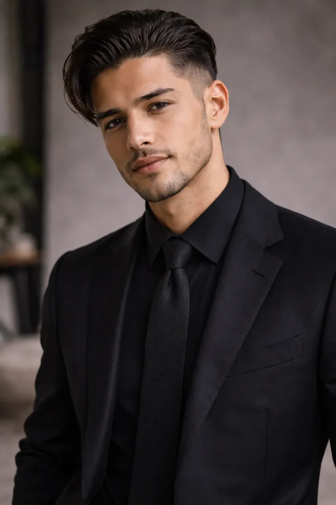 High Fade with Slick Back