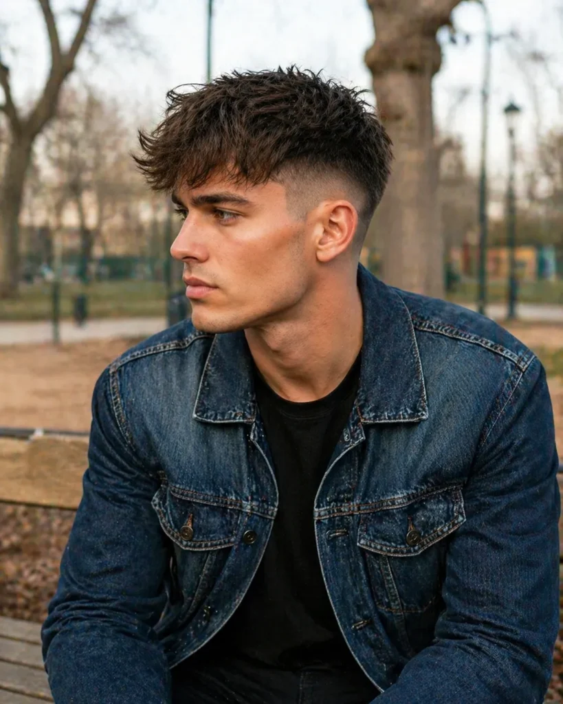 High Fade with Tousled Fringe