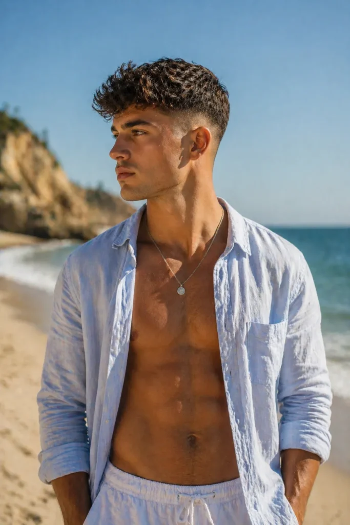 High Fade with Wavy Top