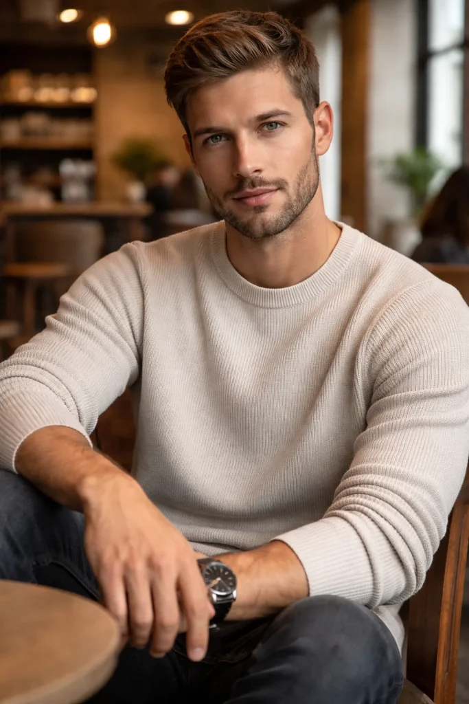 Light Beard with Defined Neckline