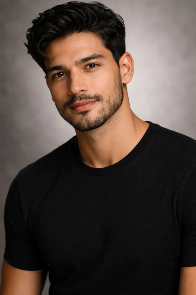 Light Stubble with Defined Neckline