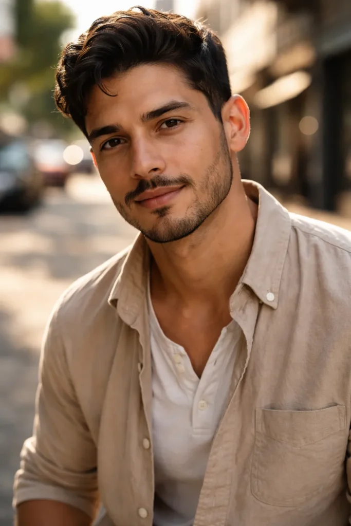 Light Stubble with Mustache Focus