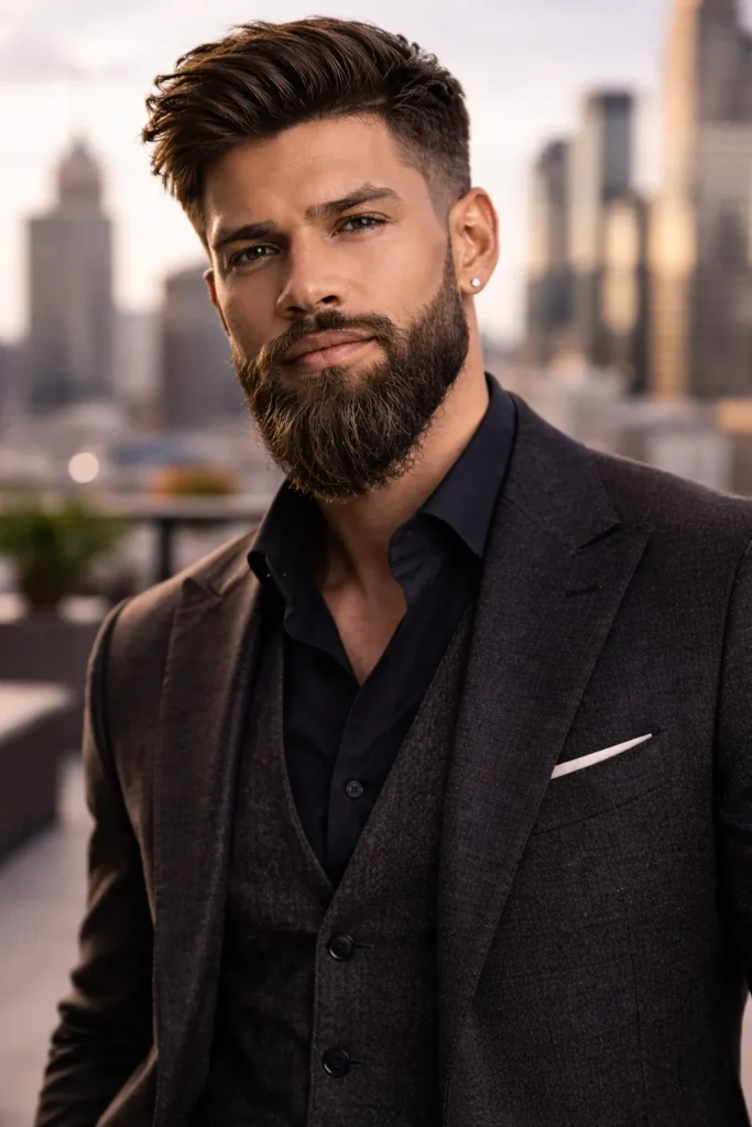 Long Beard With Side Flow Styling