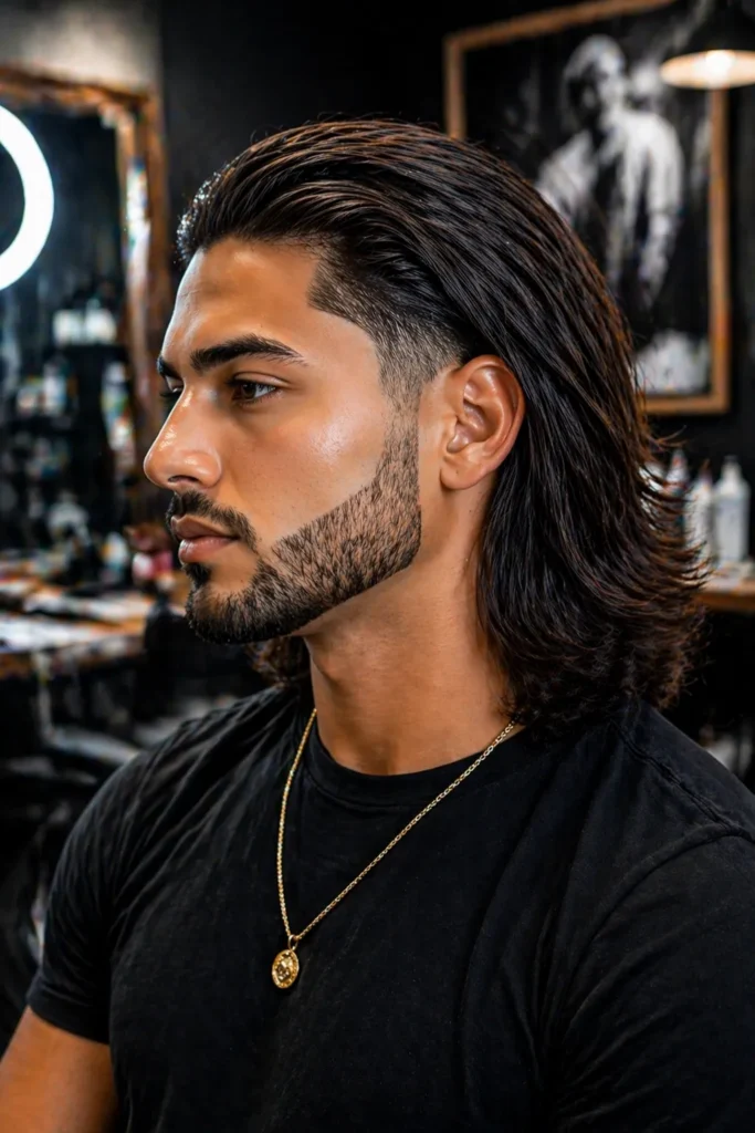 Long Hair with Tapered Beard Fade