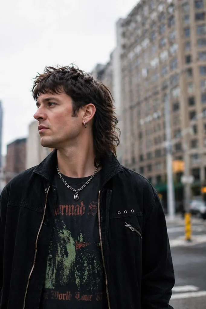 Long Textured Mullet Style