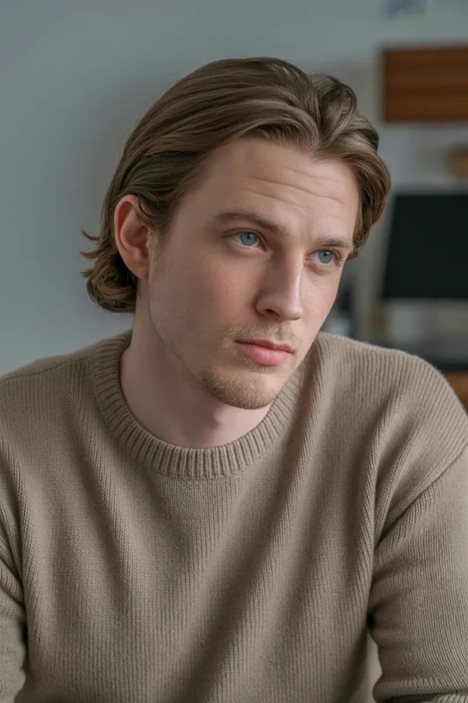 Loose Mid Man Bun with Long Layers