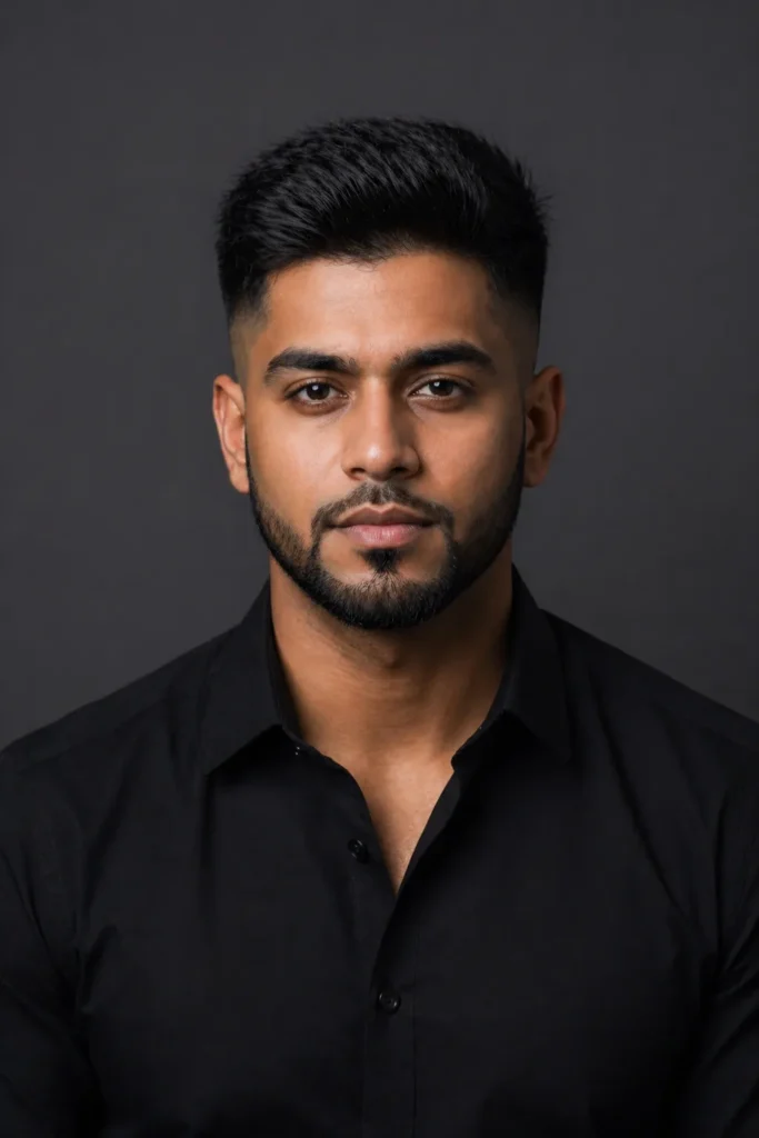 Low Fade with Heavy Stubble