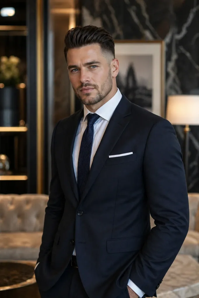 Low Fade with Pompadour