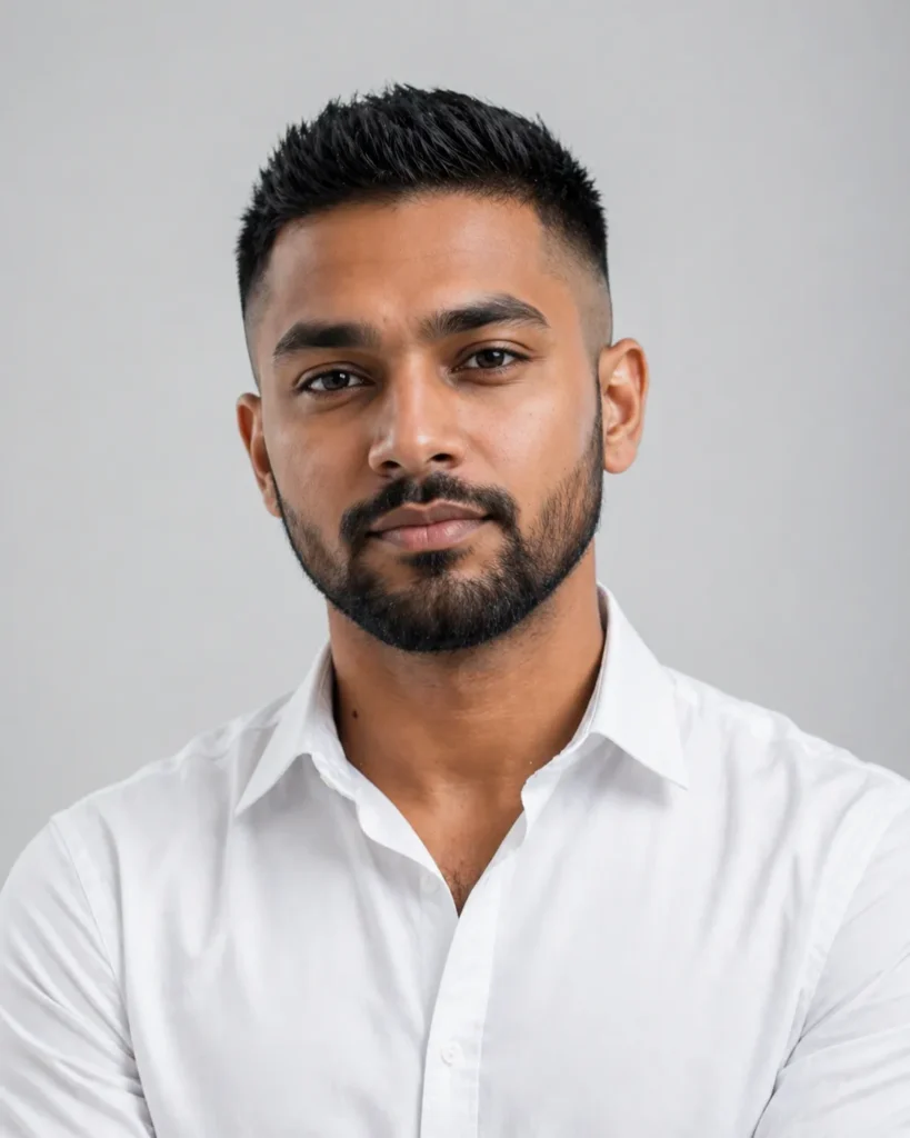 Low Fade with Short Boxed Beard