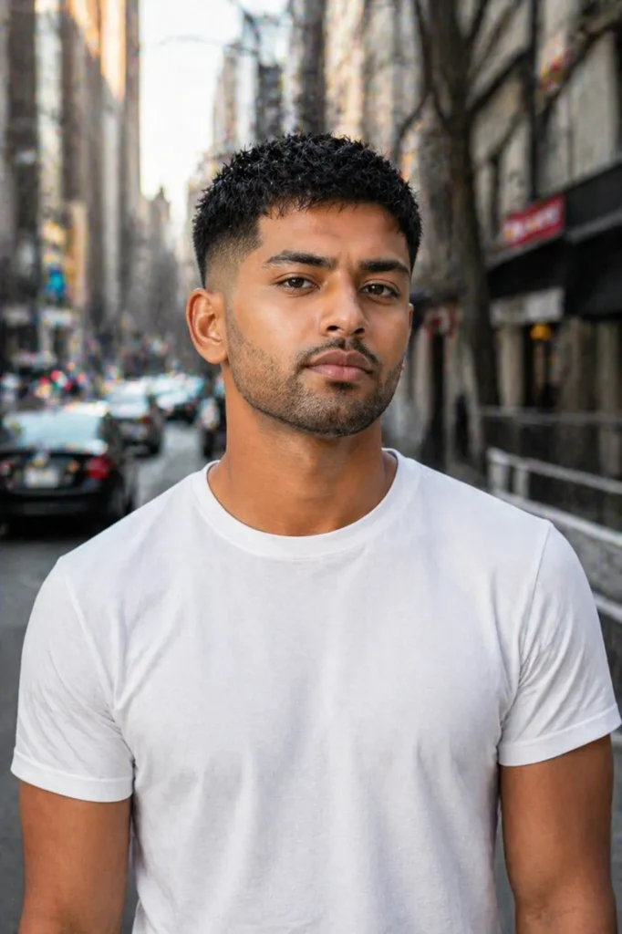 Low Taper Fade with Light Stubble