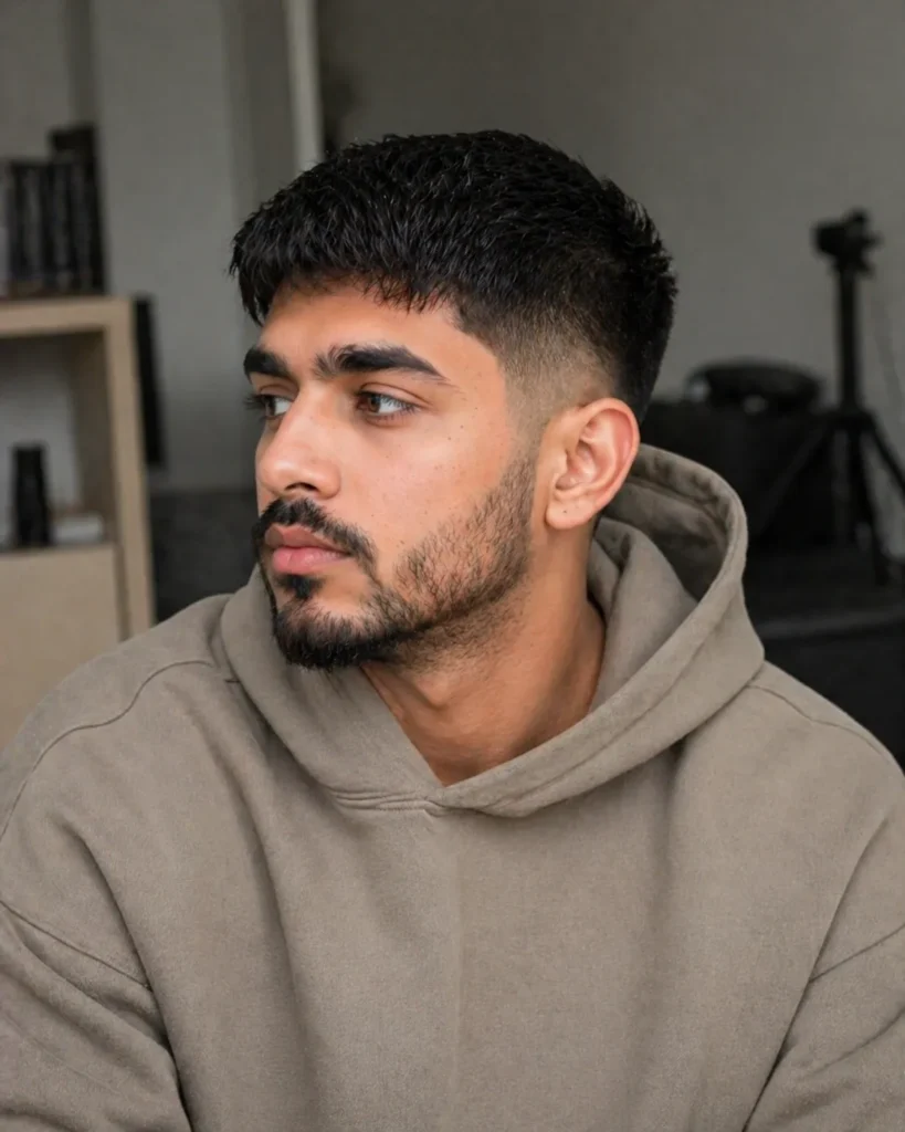Low Taper Fade with Patchy Beard