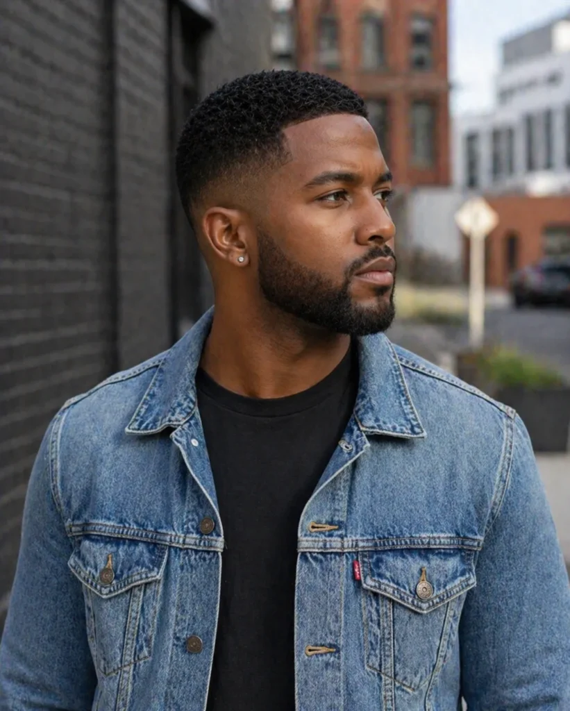 Low Taper Fade with Short Boxed Beard