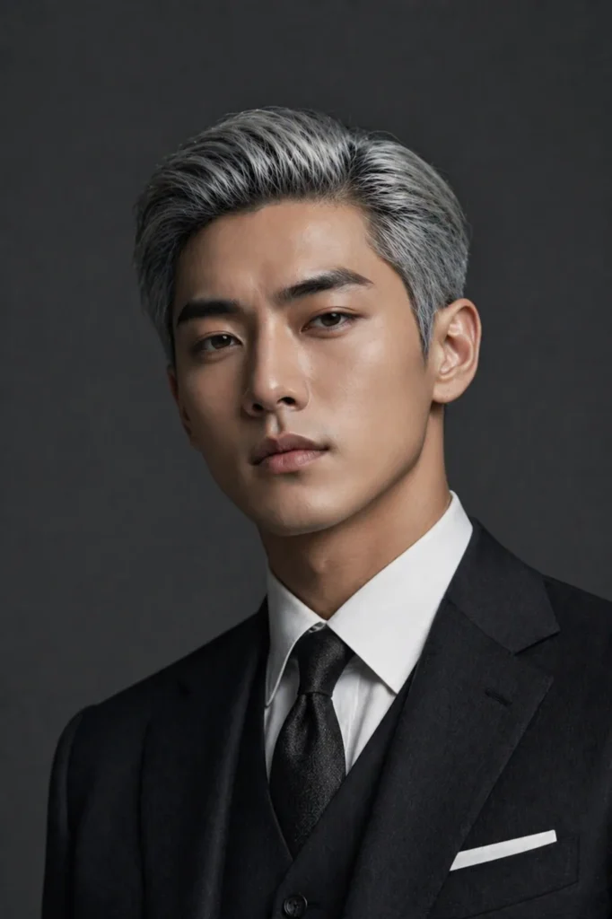 Mature Silver Slicked-Back Style