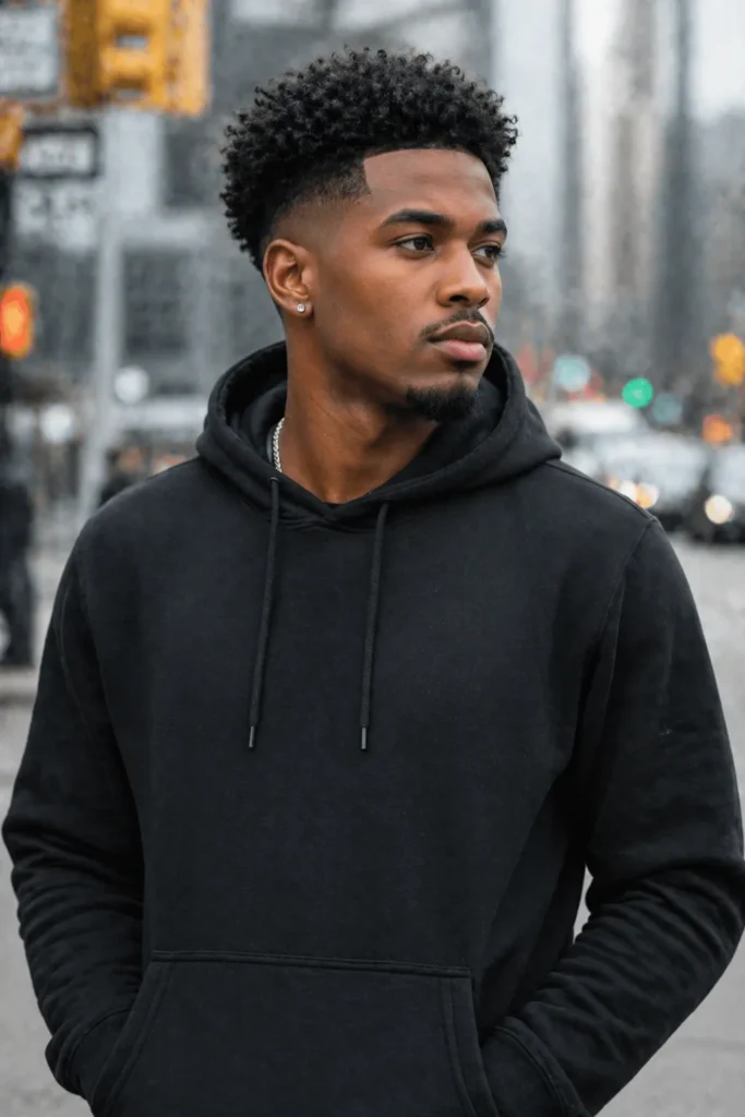 Medium Drop Fade with Curled Top