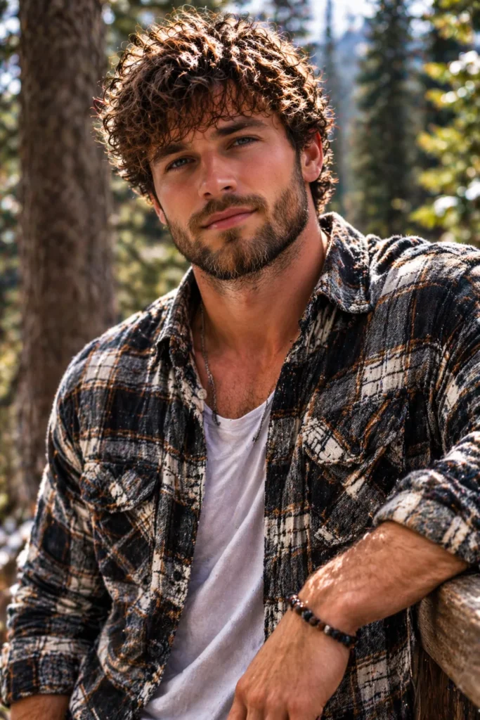 Messy Curly Top + Textured Beard