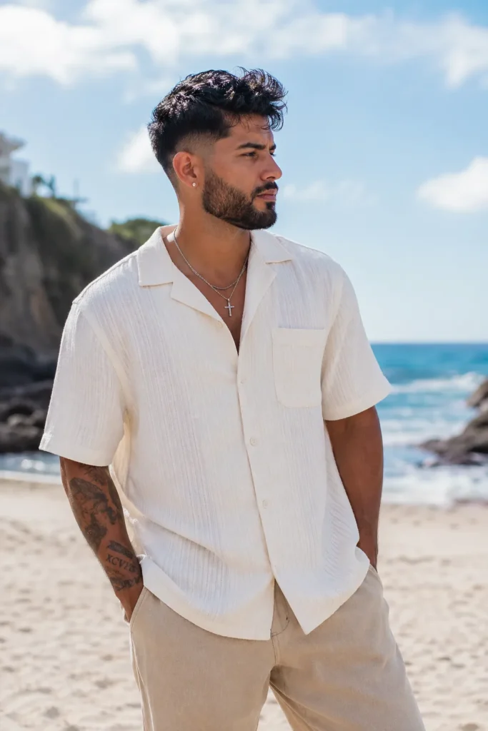 Messy Mid Fade with Sculpted Beard