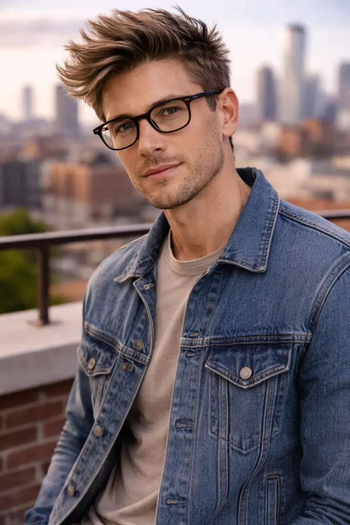 Messy Quiff with Rectangular Frames