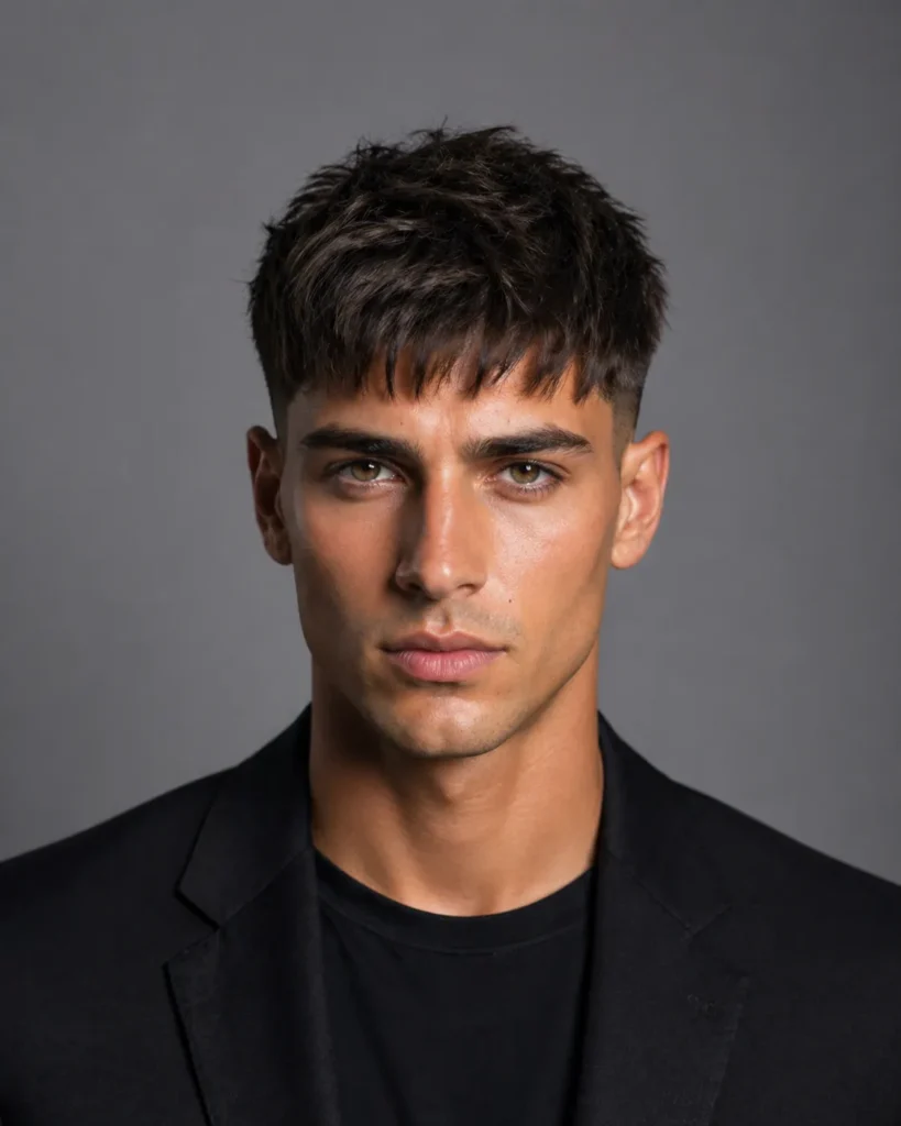 Mid Taper Fade with Angular Fringe