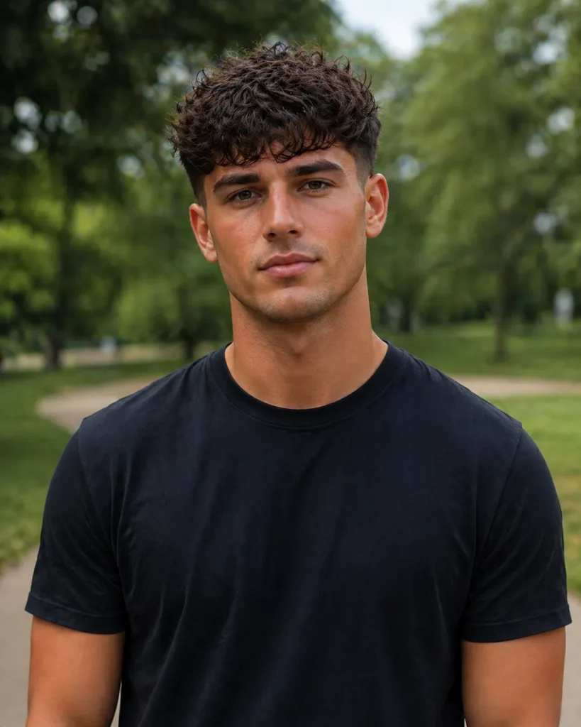 Mid Taper Fade with Curly Fringe