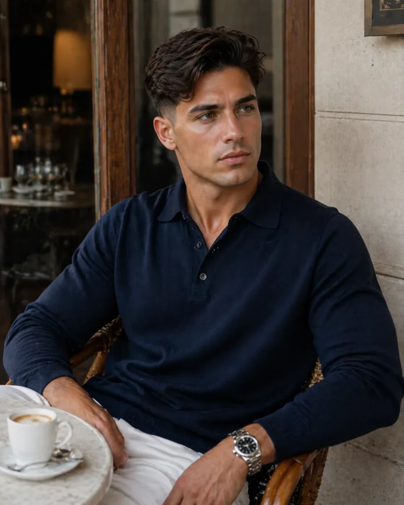 Mid Taper Fade with Side-Pushed Waves